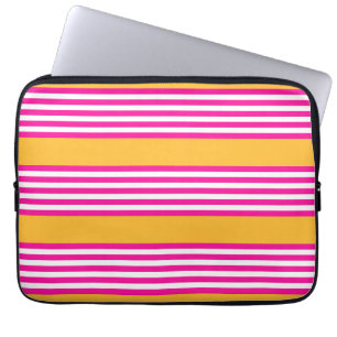 Fuchsia och gult fem rand mönster laptop fodral