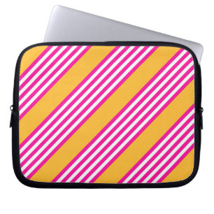 Fuchsia och gult fem rand mönster laptop fodral