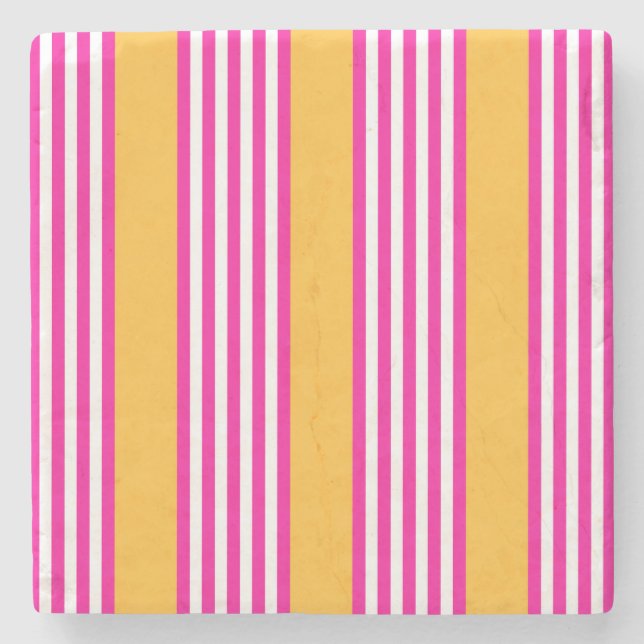 Fuchsia och gult fem rand mönster stenunderlägg (Framsidan)