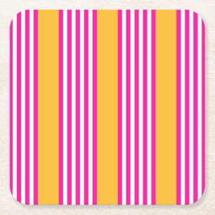 Fuchsia och gult fem rand mönster underlägg papper kvadrat