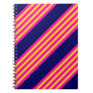 Fuchsia och gult rand med marinblått anteckningsbok