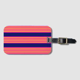 Fuchsia och gult rand med marinblått bagagebricka