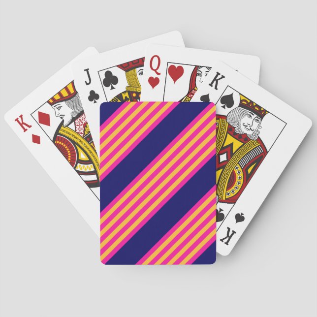 Fuchsia och gult rand med marinblått casinokort (Baksidan)