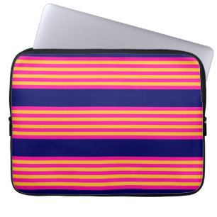 Fuchsia och gult rand med marinblått laptop fodral