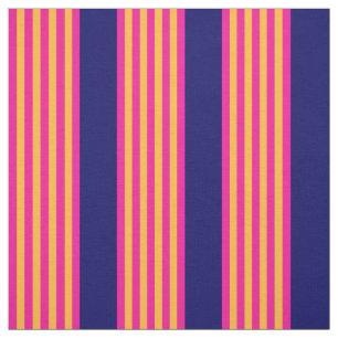Fuchsia och gult rand med marinblått tyg