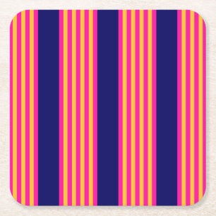 Fuchsia och gult rand med marinblått underlägg papper kvadrat