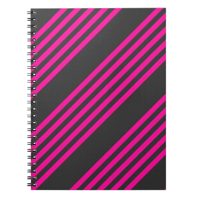 Fuchsia och kol fem rand mönster anteckningsbok (Framsidan)