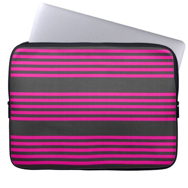 Fuchsia och kol fem rand mönster laptop fodral (Framsidan)