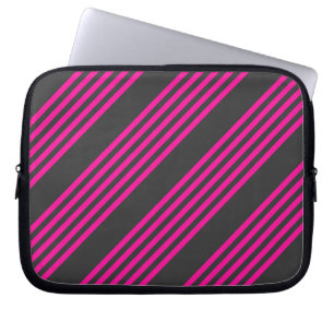 Fuchsia och kol fem rand mönster laptop fodral