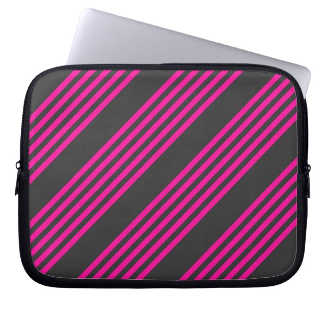 Fuchsia och kol fem rand mönster laptop fodral (Framsidan)