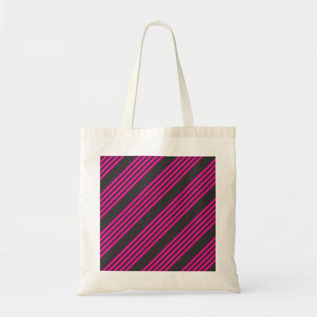 Fuchsia och kol fem rand mönster tygkasse (Framsidan)