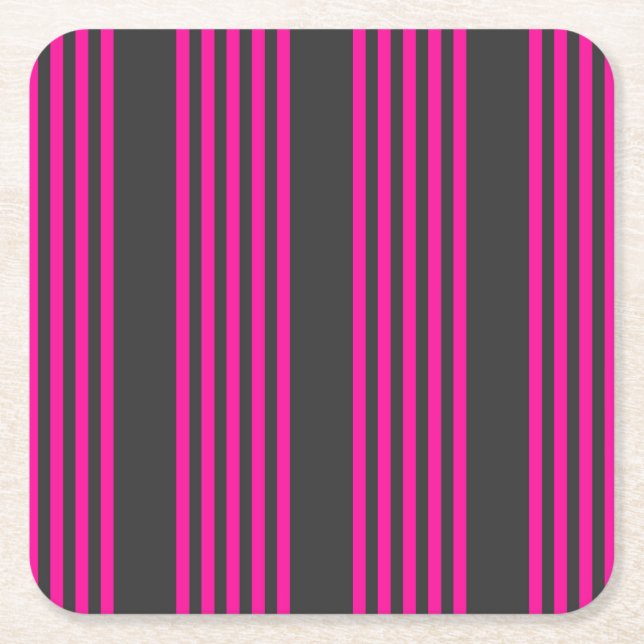Fuchsia och kol fem rand mönster underlägg papper kvadrat (Framsidan)