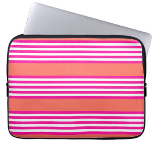 Fuchsia och levande korall fem rand mönster laptop fodral