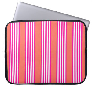 Fuchsia och levande korall fem rand mönster laptop fodral