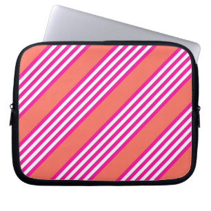 Fuchsia och levande korall fem rand mönster laptop fodral