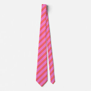 Fuchsia och levande korall fem rand mönster slips
