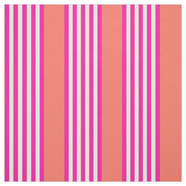 Fuchsia och levande korall fem rand mönster tyg (Provkarta)