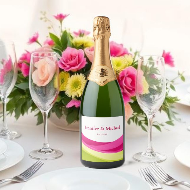 Fuchsia och Limegrön (Fuchsia and Lime Green Sparkling Wine Label )