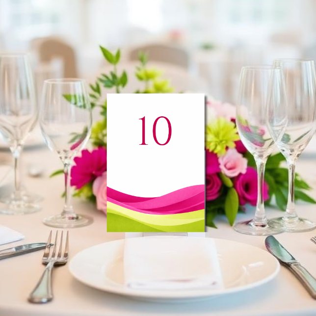 Fuchsia och Limegrön Bordnummer för Bröllop Bordsnummer (Fuchsia and Lime Green Wedding Table Number )