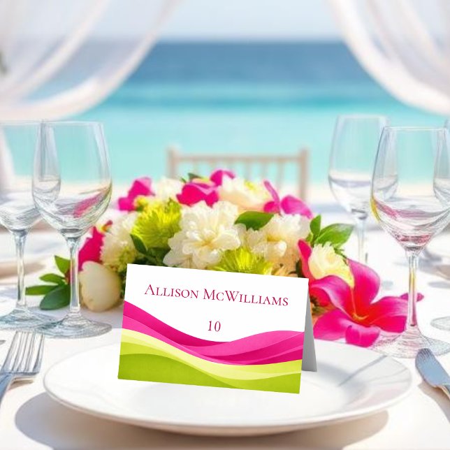 Fuchsia och Limegrön Bröllop Bordsnummer (Fuchsia and Lime Green Wedding Table Number)