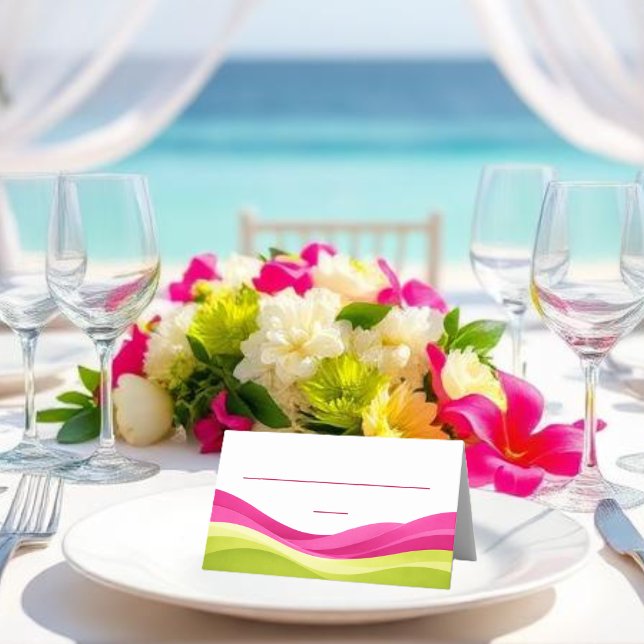Fuchsia och Limegrön Bröllopsfest Placeringskort (Fuchsia and Lime Green Wedding Place Card )