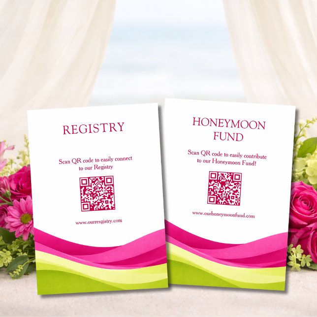 Fuchsia och Limegrön Registrerings- & Bröllopspres Tilläggskort (Fuchsia and Lime Green Registry & Honeymoon Fund Enclosure Card)