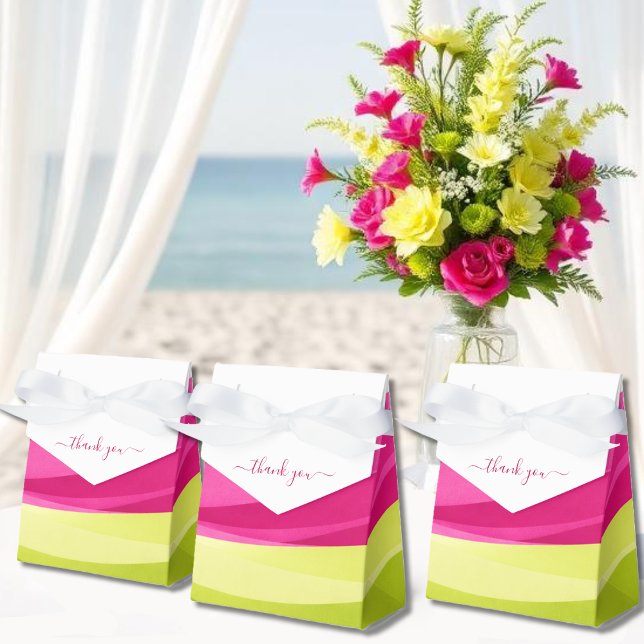 Fuchsia och Limegröna Presentaskar (Fuchsia and Lime Green Wedding Favor Boxes)