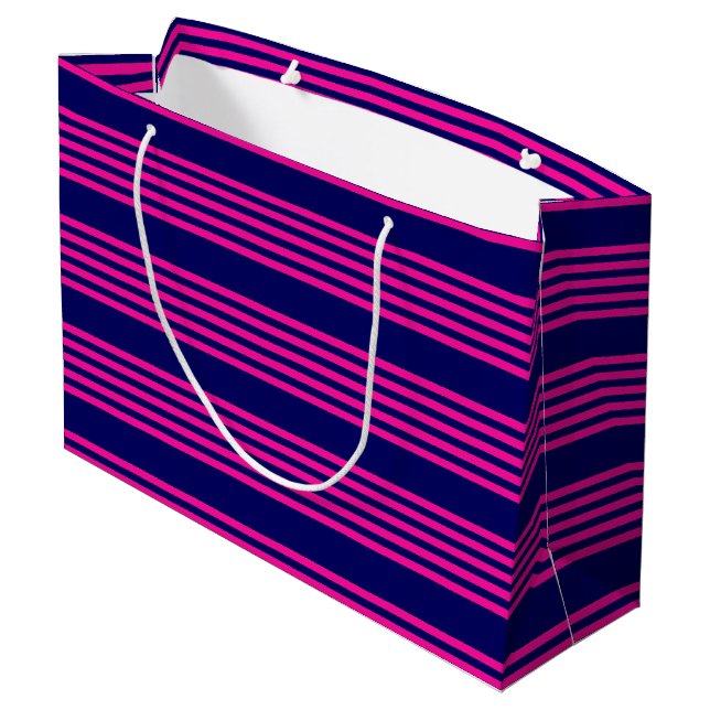 Fuchsia och marinblått fem rand mönster (Baksidan Vinklad)