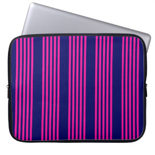 Fuchsia och marinblått fem rand mönster laptop fodral