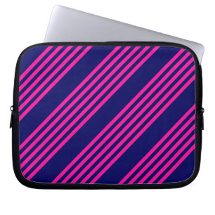Fuchsia och marinblått fem rand mönster laptop fodral