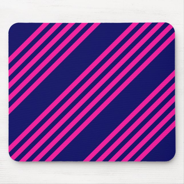 Fuchsia och marinblått fem rand mönster musmatta (Framsidan)