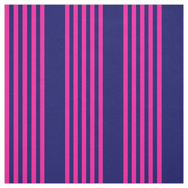 Fuchsia och marinblått fem rand mönster tyg (Provkarta)