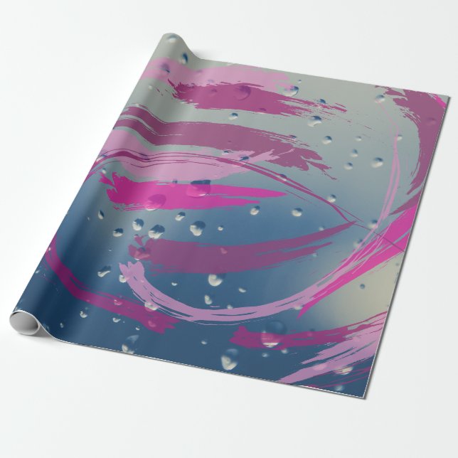 Fuchsia och Mjuk Rosa Brushstroke Papper Presentpapper (Utrullad)