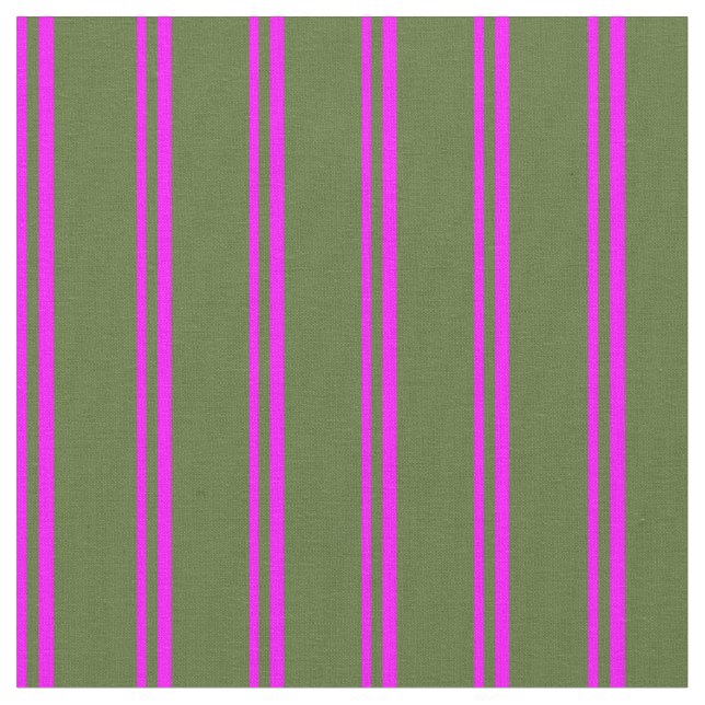 Fuchsia och Mörk Oliv grönt Färgaden Mönster Tyg (Närbild)
