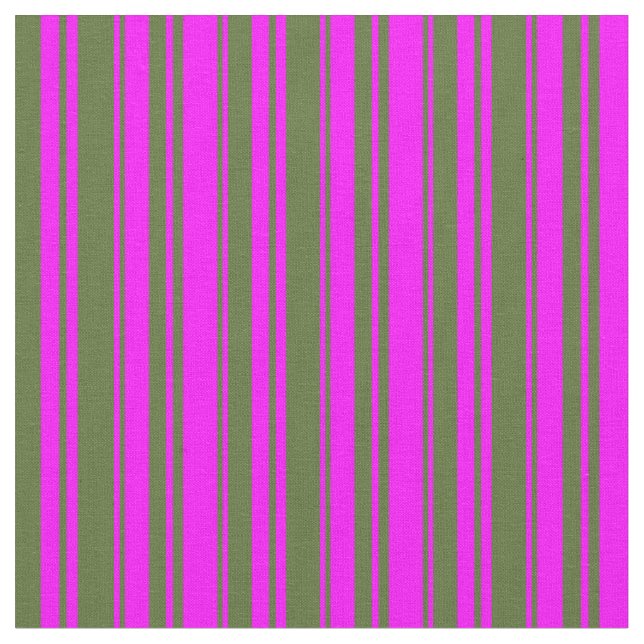 Fuchsia och Mörk Rand i Oliv grönt Färgaden Tyg (Närbild)
