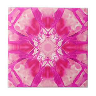 Fuchsia och Pastel Rosa Tie Dye Mönster Kakelplatta