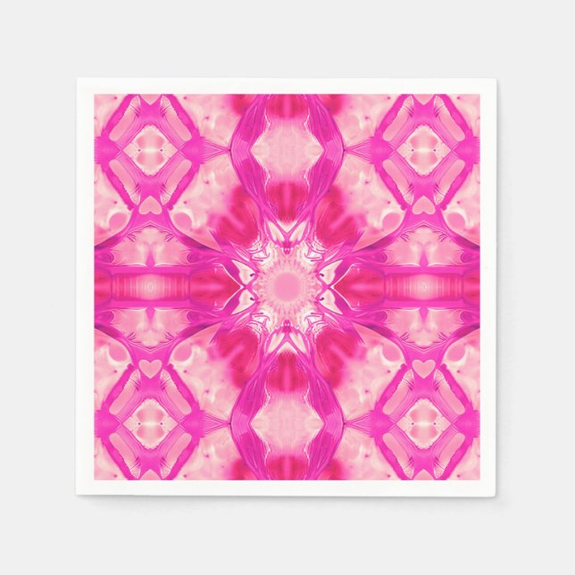 Fuchsia och Pastell Rosa Tie Dye Mönster  Pappersservett (Framsidan)