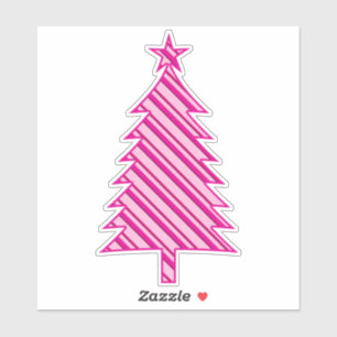 Fuchsia och Rosa Candy Stripe Julgran Klistermärken