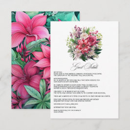 Fuchsia och smaragdgröna detaljer för bröllopsgäst tilläggskort
