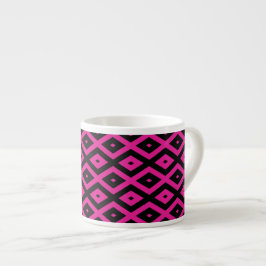 Fuchsia och svart diamant mönster espressomugg