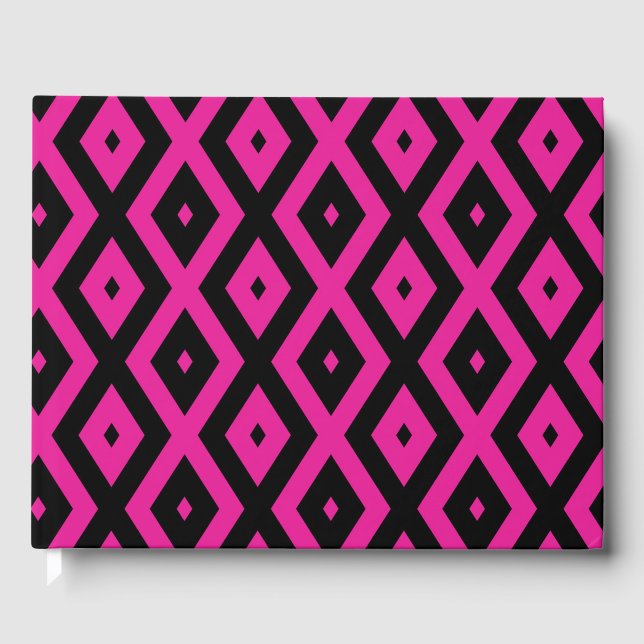 Fuchsia och svart diamant mönster gästböcker (Framsida)