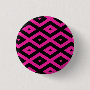Fuchsia och svart diamant mönster knapp