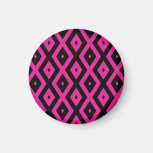 Fuchsia och svart diamant mönster magnet