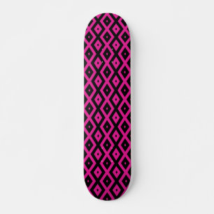 Fuchsia och svart diamant mönster mini skateboard bräda 18,5 cm
