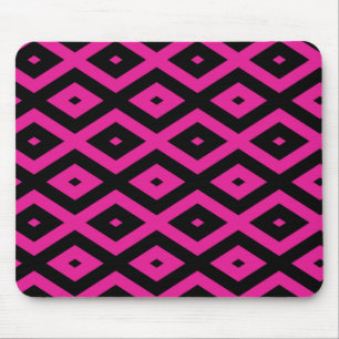 Fuchsia och svart diamant mönster musmatta