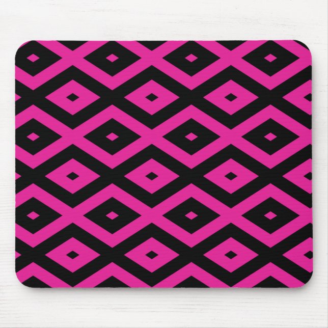 Fuchsia och svart diamant mönster musmatta (Framsidan)