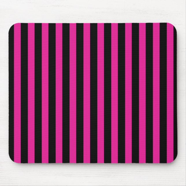 Fuchsia och svart kandy rand musmatta (Framsidan)
