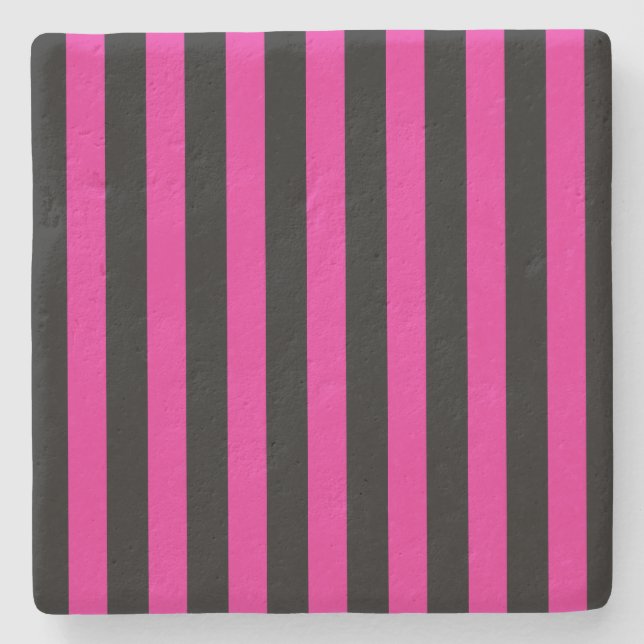 Fuchsia och svart kandy rand stenunderlägg (Framsidan)