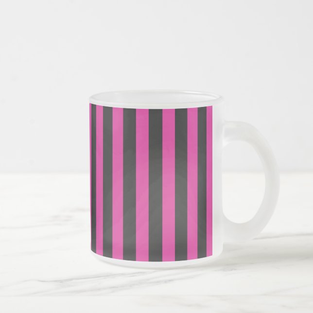 Fuchsia och svarta kandy-ränder frostad glasmugg (Höger)