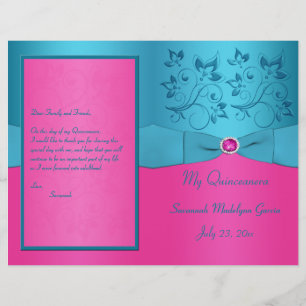 Fuchsia- och Turcoise-Blommigten Quinceanera-progr